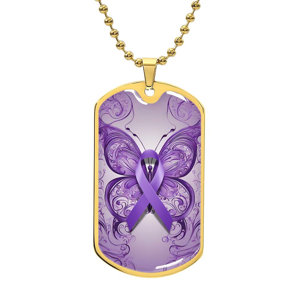 Epilepsy Awareness Butterfly Ribbon Necklace - Jewelry - Epileptic Al’s Shop