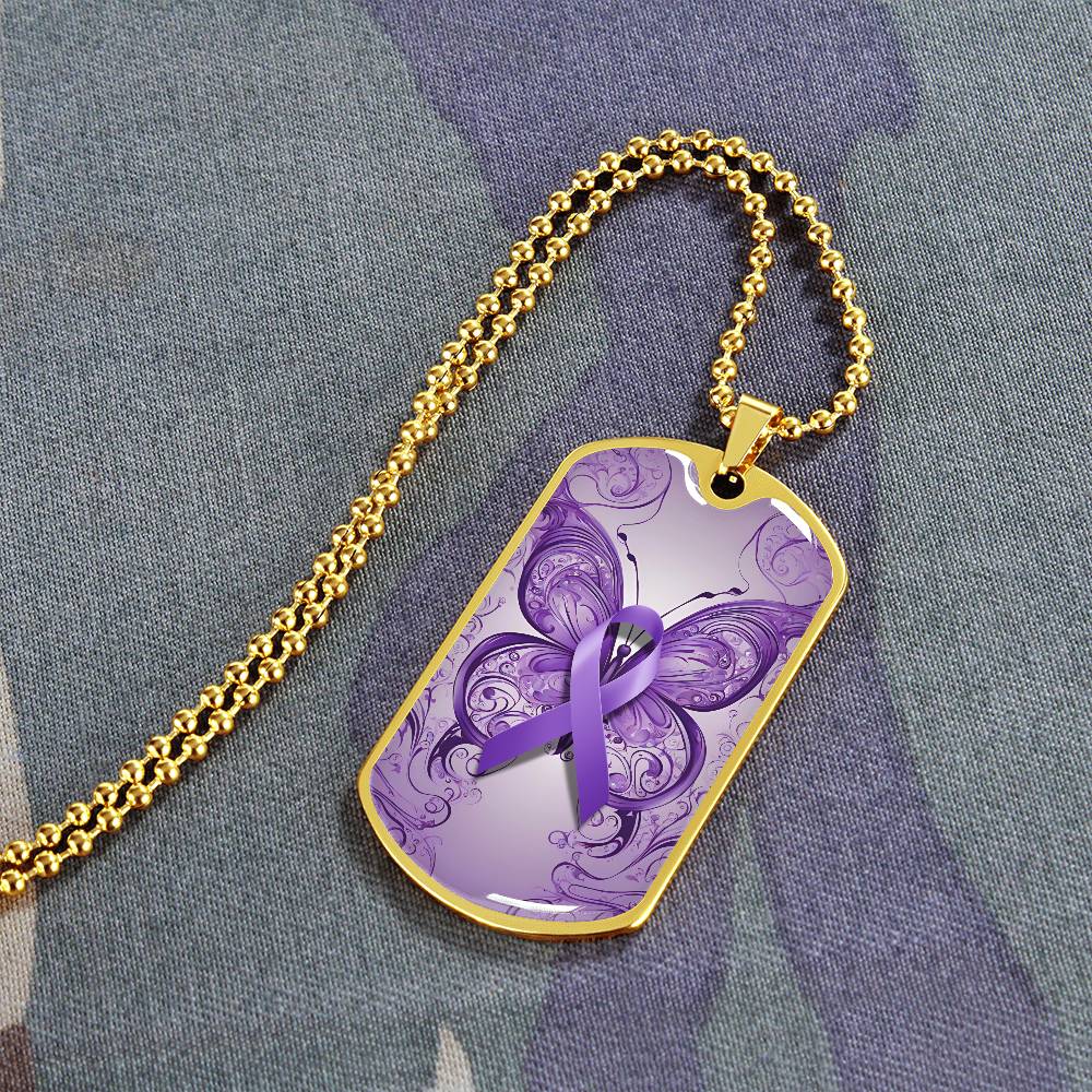 Epilepsy Awareness Butterfly Ribbon Necklace - Jewelry - Epileptic Al’s Shop