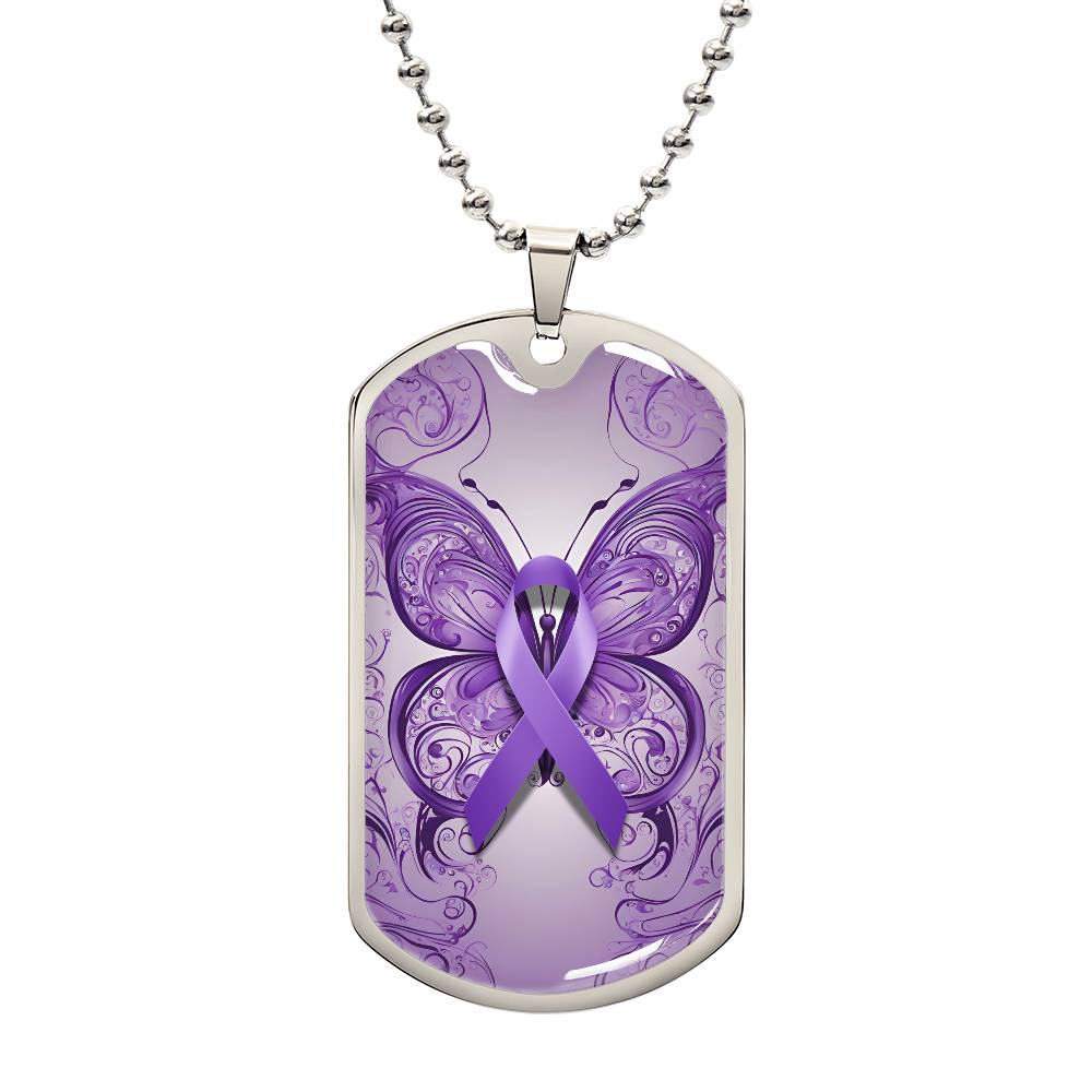 Epilepsy Awareness Butterfly Ribbon Necklace - Jewelry - Epileptic Al’s Shop