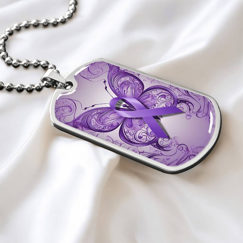 Epilepsy Awareness Butterfly Ribbon Necklace - Jewelry - Epileptic Al’s Shop