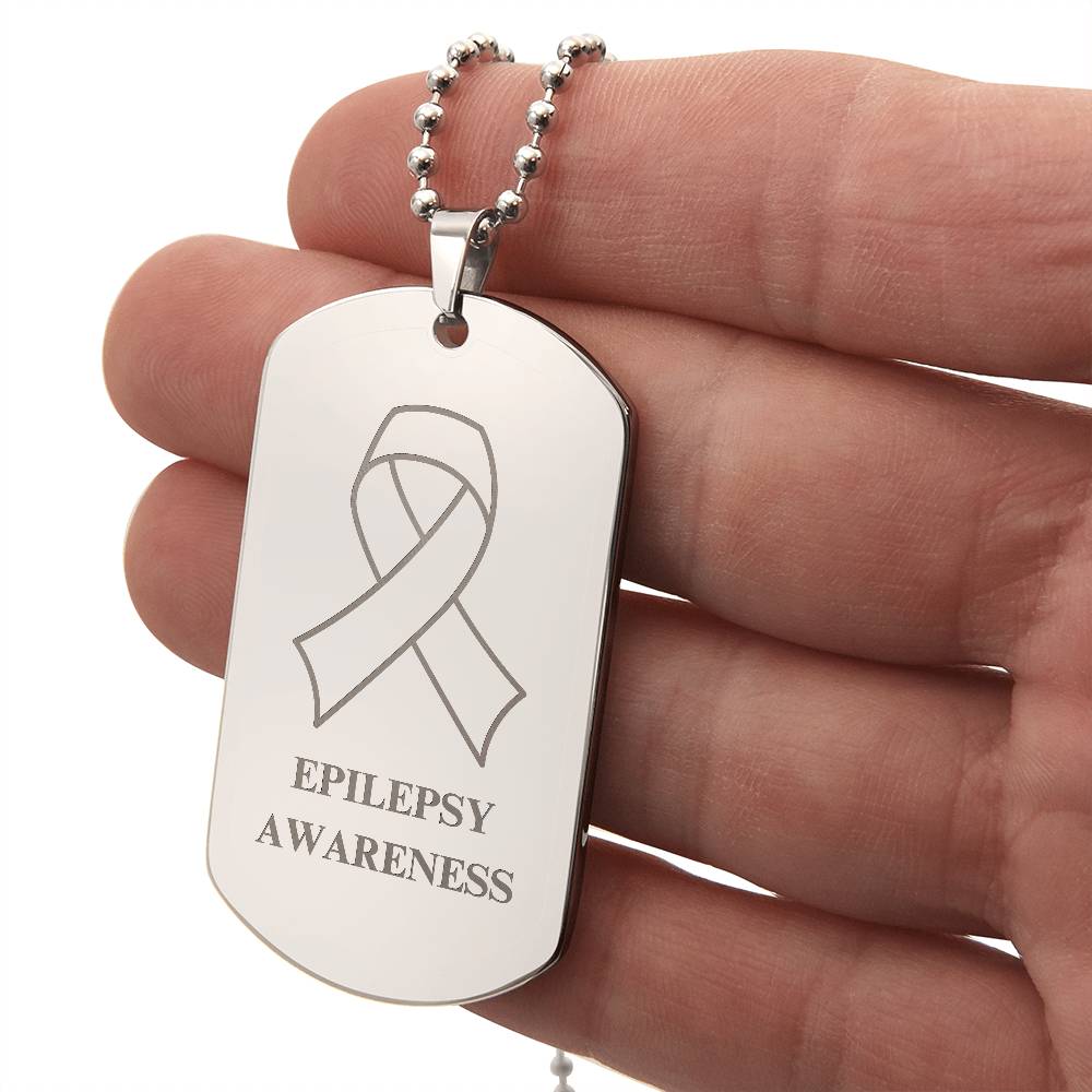 Epilepsy Awareness Engraved Dog Tag Necklace - Jewelry - Epileptic Al’s Shop