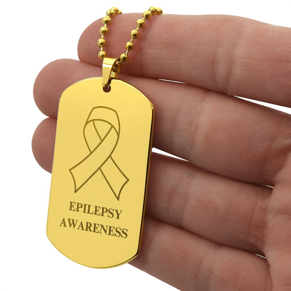 Epilepsy Awareness Engraved Dog Tag Necklace - Jewelry - Epileptic Al’s Shop