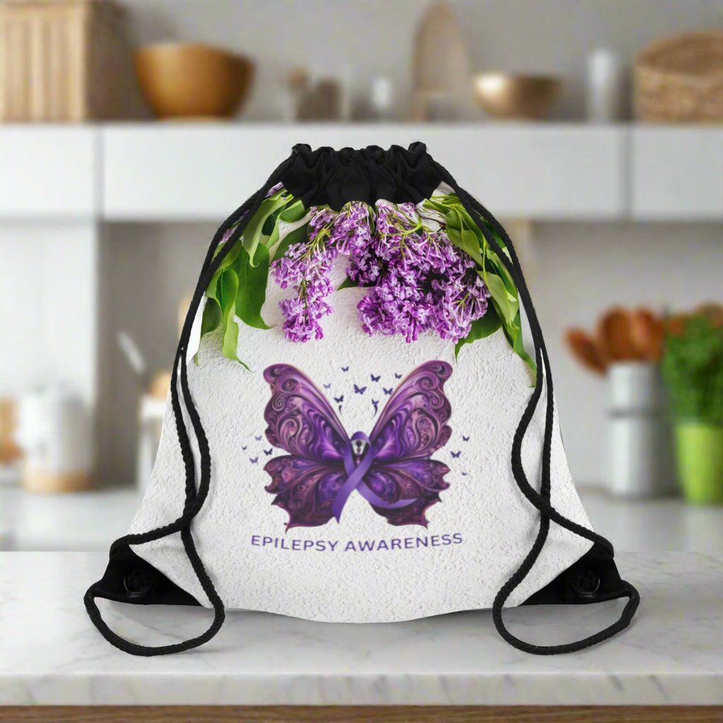 Epilepsy Butterfly Drawstring Bag - Bags - EpiAl's Shop