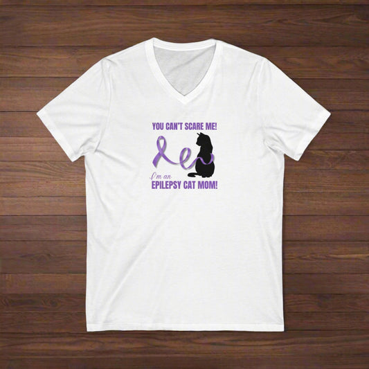 Epilepsy Cat Mom Jersey Short Sleeve V - Neck Tee - V - neck - Epileptic Al’s Shop