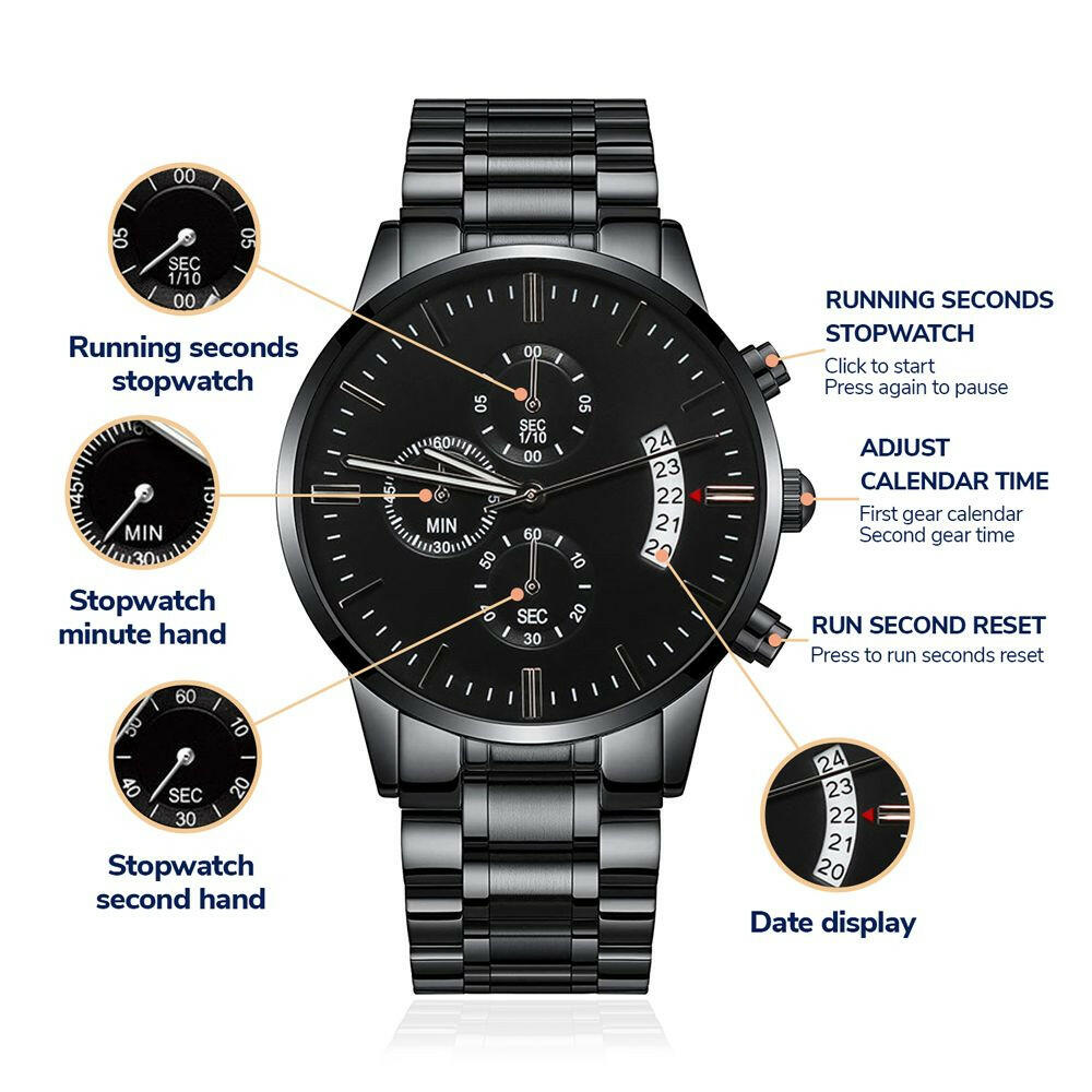 Father's Day Customizable Black Chronograph Watch - Jewelry - Epileptic Al’s Shop