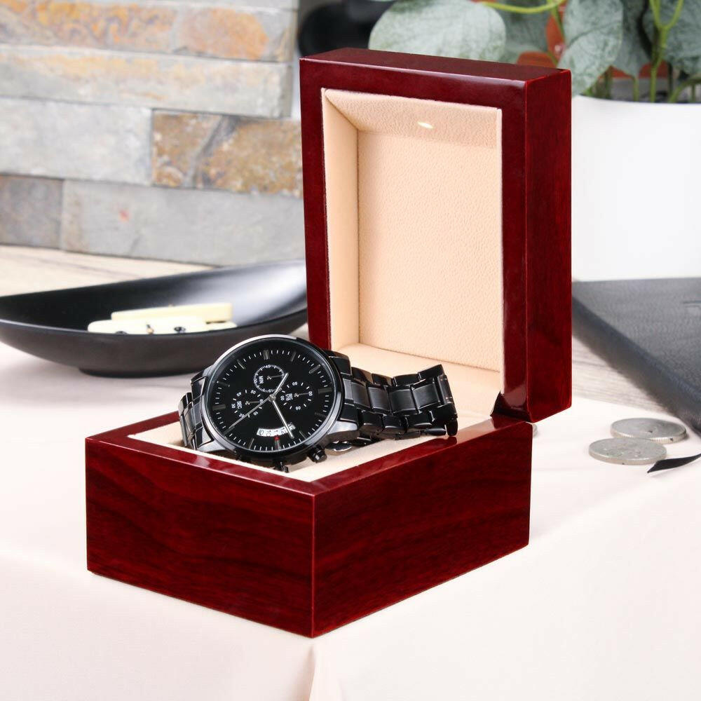 Father's Day Customizable Black Chronograph Watch - Jewelry - Epileptic Al’s Shop