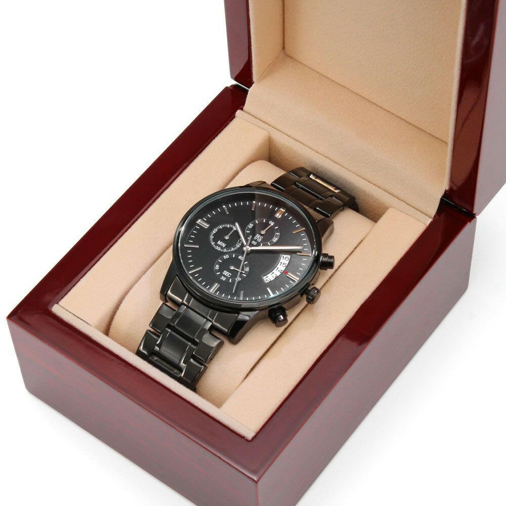 Father's Day Customizable Black Chronograph Watch - Jewelry - Epileptic Al’s Shop