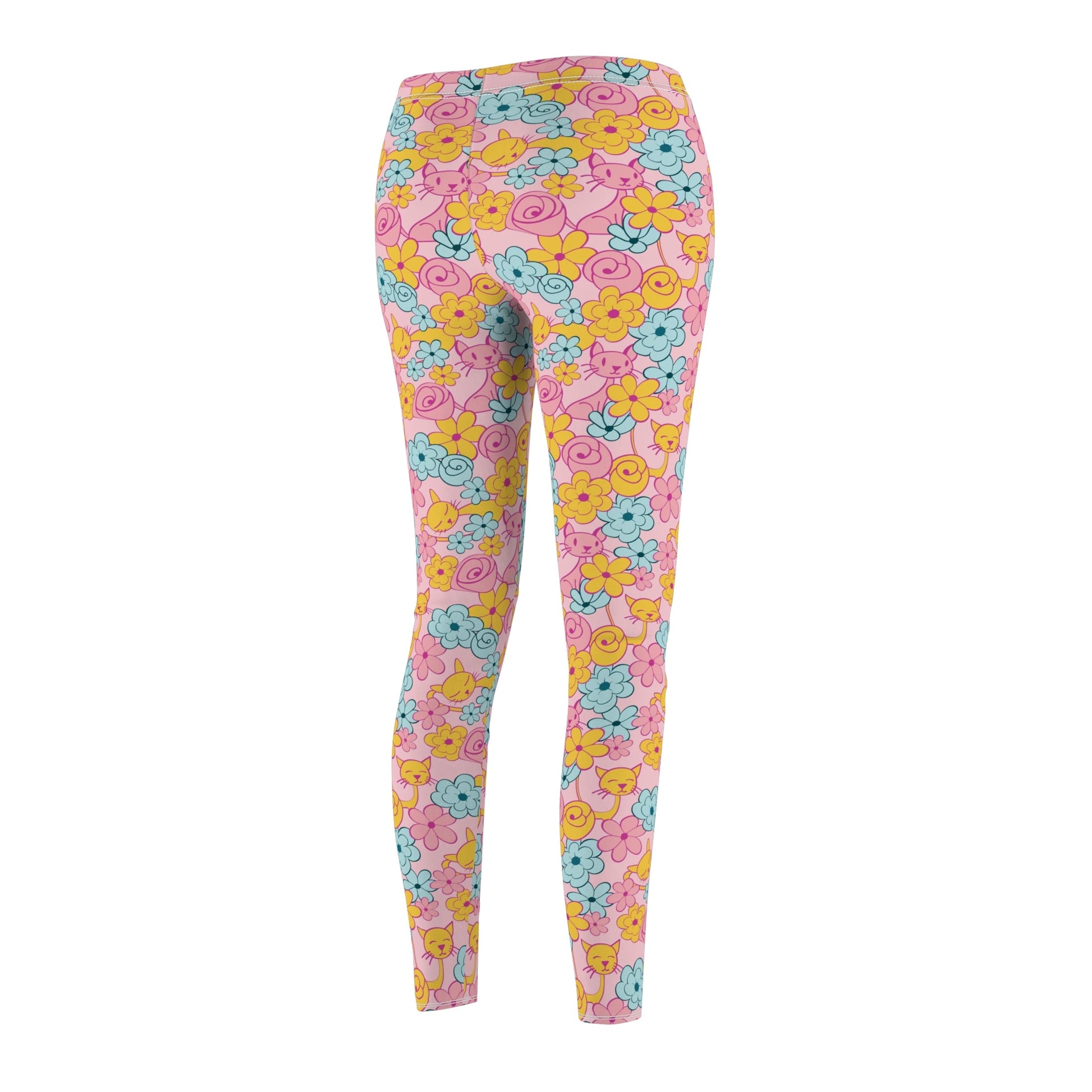 Flower Kitties Women's Cut & Sew Casual Leggings - All Over Prints - Epileptic Al’s Shop