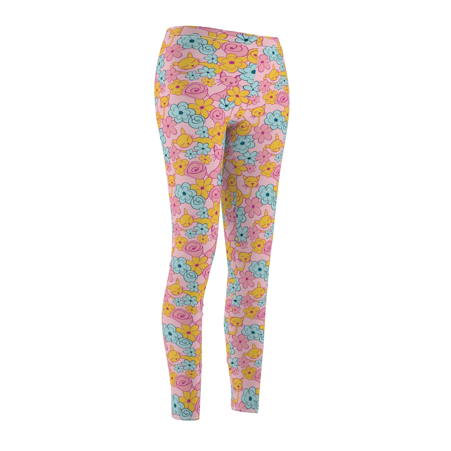 Flower Kitties Women's Cut & Sew Casual Leggings - All Over Prints - Epileptic Al’s Shop