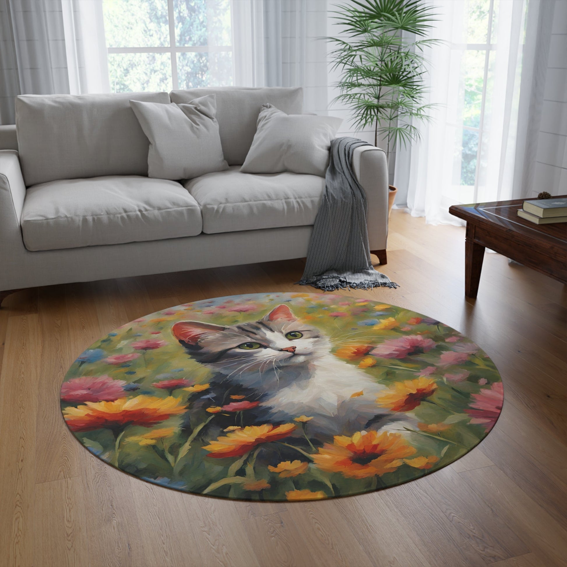 Flower Kitty Round Rug - Home Decor - Epileptic Al’s Shop