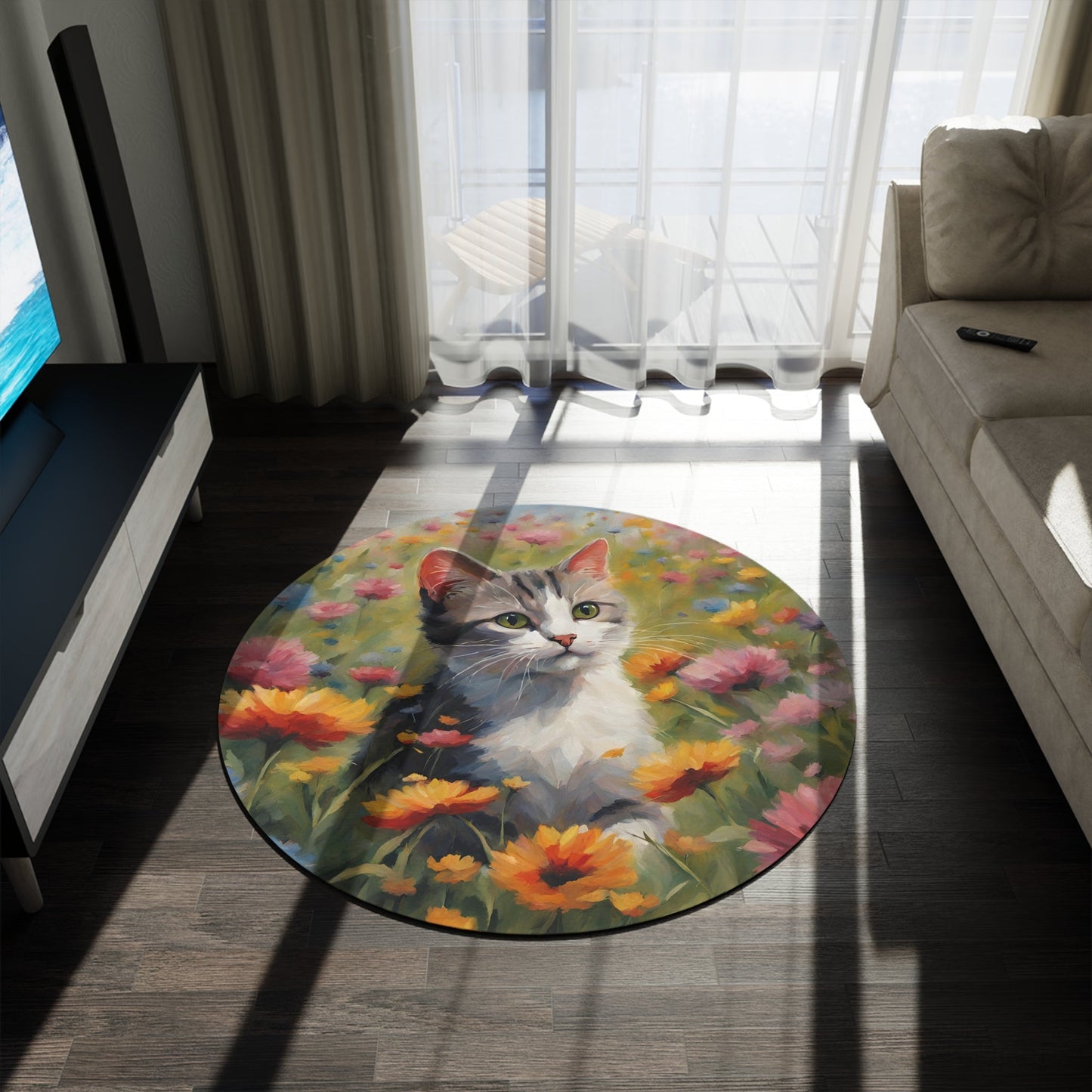 Flower Kitty Round Rug - Home Decor - Epileptic Al’s Shop