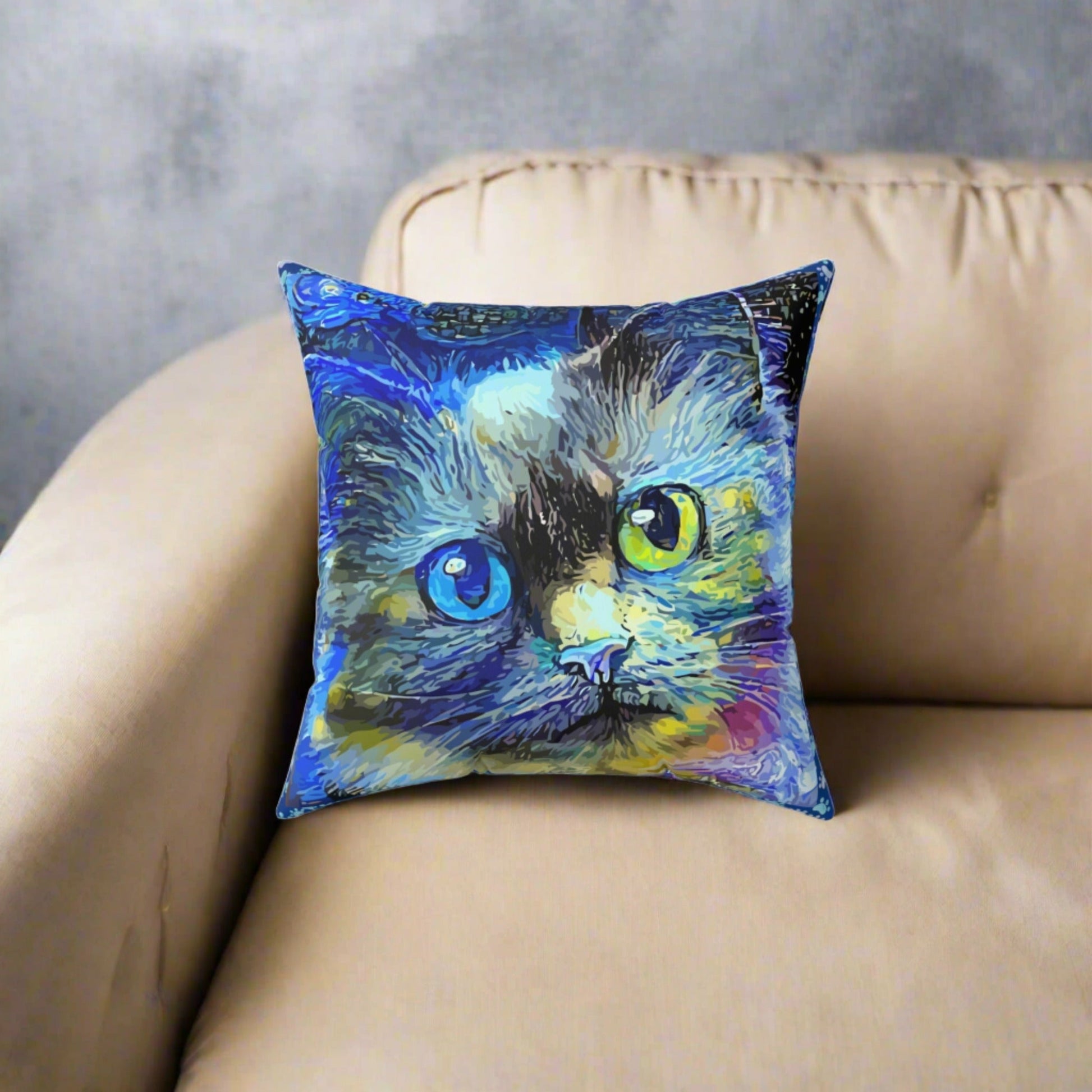 Fluffy Kitty Spun Polyester Square Pillow - Home Decor - Epileptic Al’s Shop