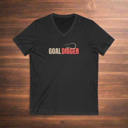 Goal Digger Jersey Short Sleeve V - Neck Tee - V - neck - Epileptic Al’s Shop