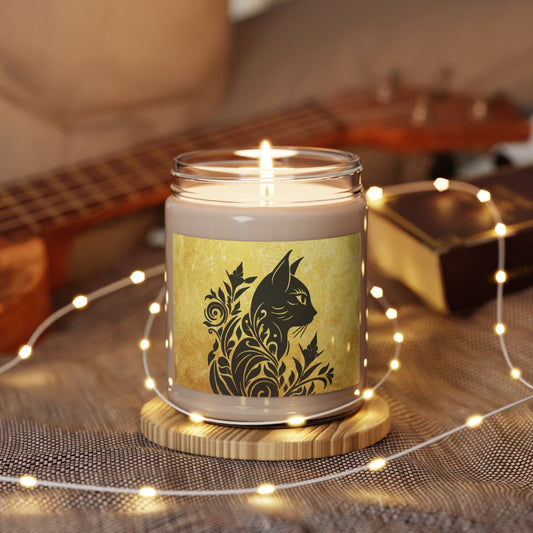 Gold Fancy Cat Scented Soy Candle, 9oz - Home Decor - Epileptic Al’s Shop