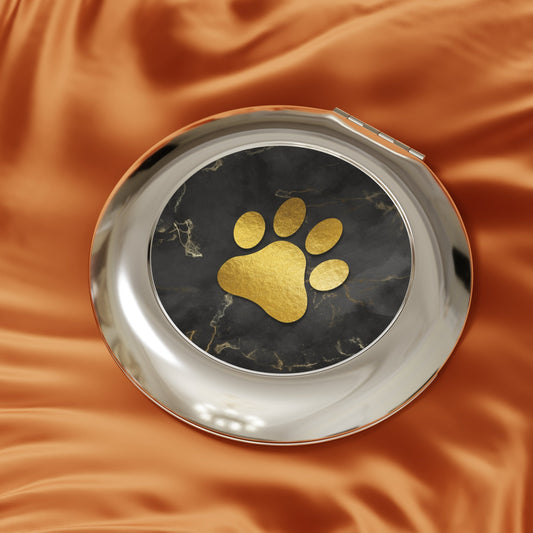 Gold Paw on Marble Compact Travel Mirror - Accessories - Epileptic Al’s Shop