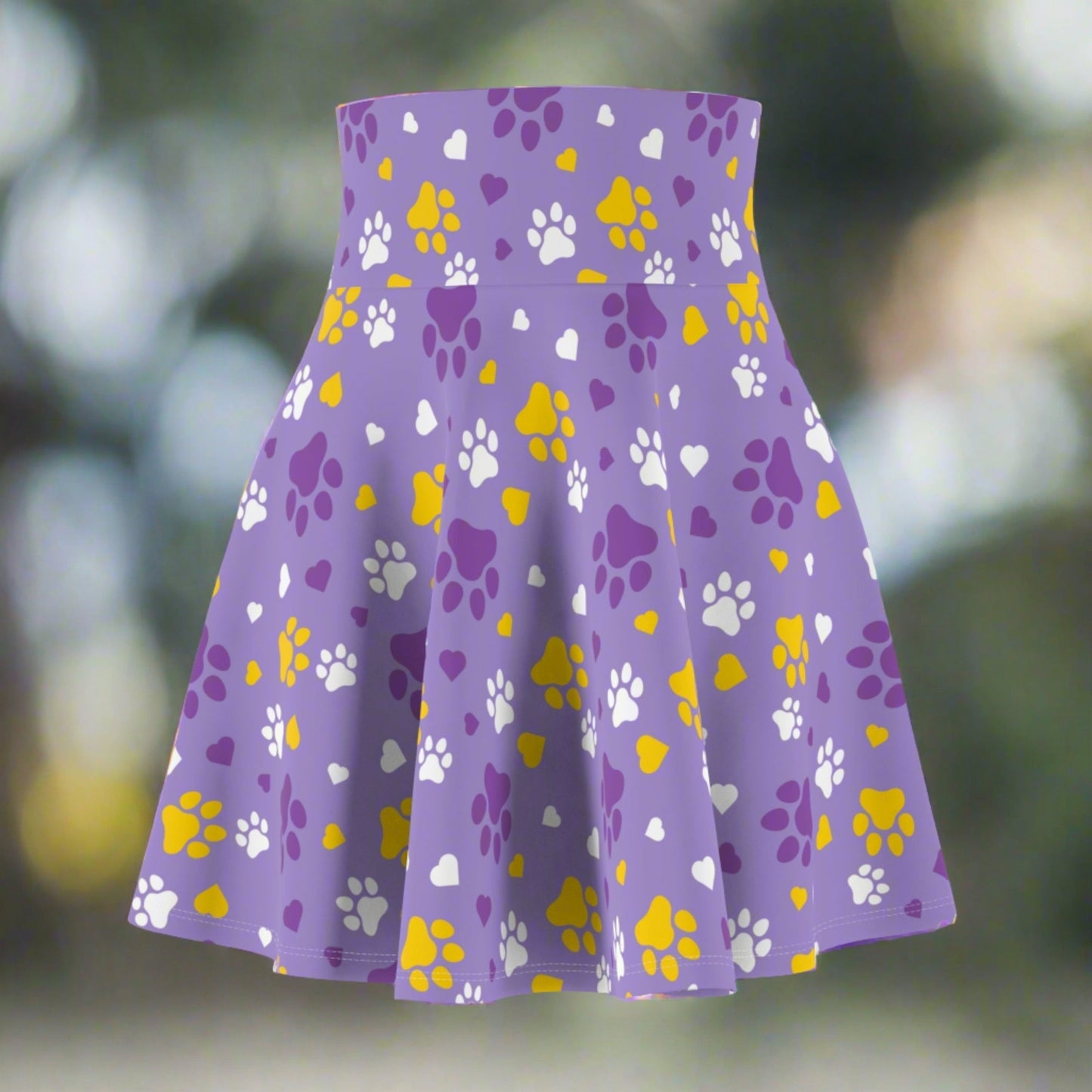 Gold Paws on Purple Women's Skater Skirt - All Over Prints - Epileptic Al’s Shop