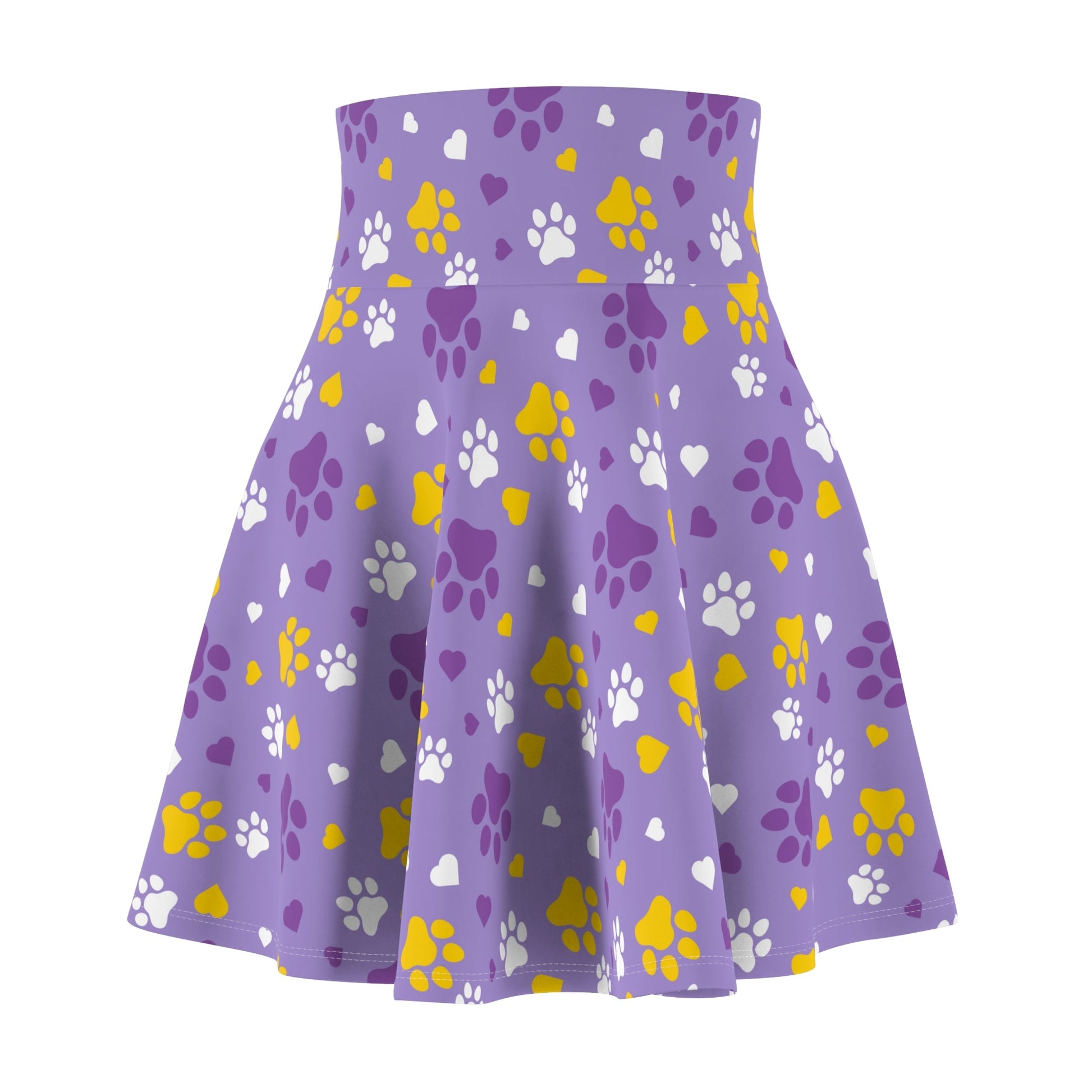 Gold Paws on Purple Women's Skater Skirt - All Over Prints - Epileptic Al’s Shop