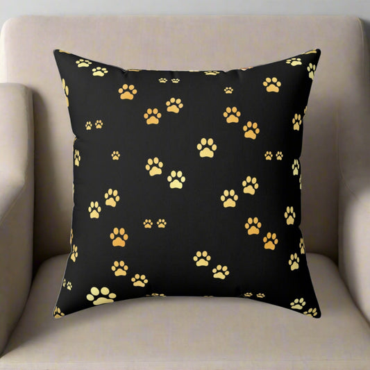Gold Paws Spun Polyester Square Pillow - Home Decor - Epileptic Al’s Shop
