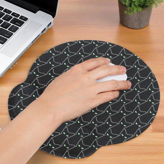 Green Eyed Black Kitties Mousepad with Wrist Rest - Office Accessories - Epileptic Al’s Shop