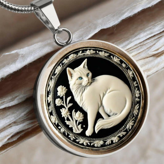 Green Eyed Cat Cameo Necklace - Jewelry - Epileptic Al’s Shop