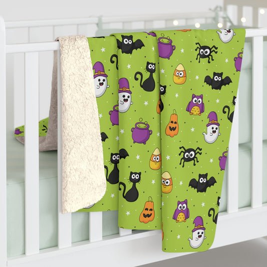 Green Halloween Sherpa Fleece Blanket - Home Decor - Epileptic Al’s Shop