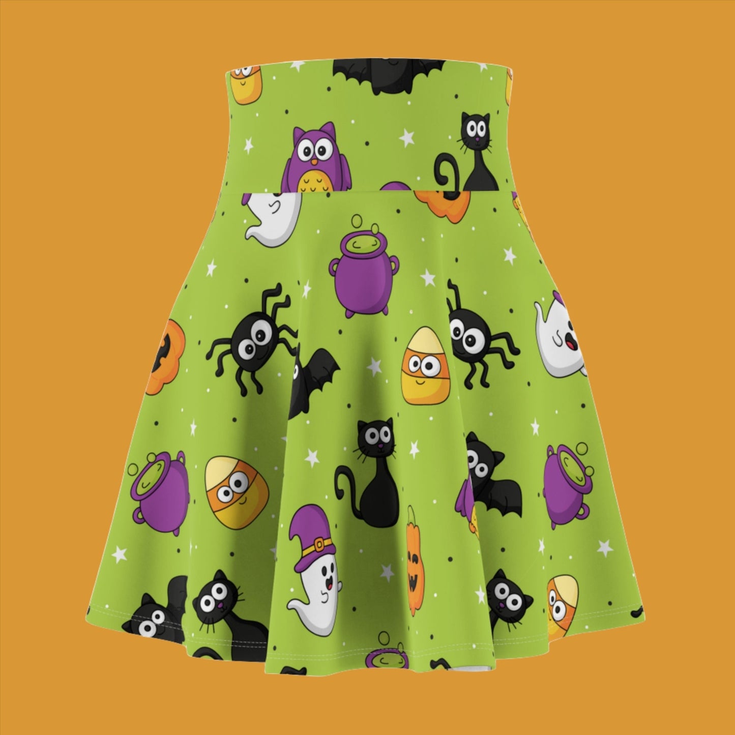 Green Halloween Women's Skater Skirt - All Over Prints - Epileptic Al’s Shop