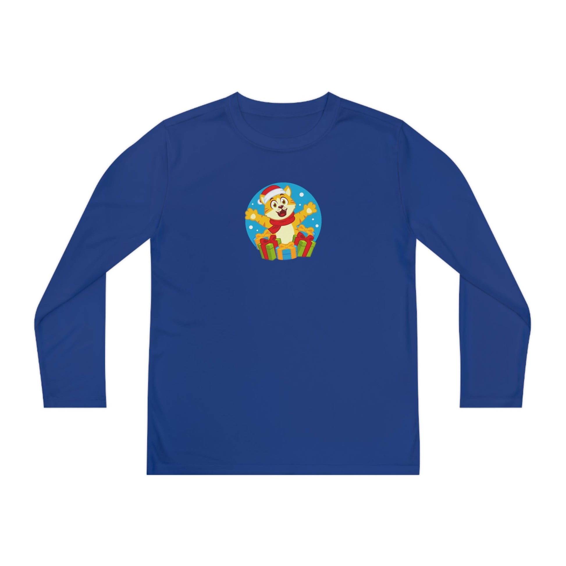 Happy Christmas Cat Youth Long Sleeve Competitor Tee - Kids clothes - Epileptic Al’s Shop