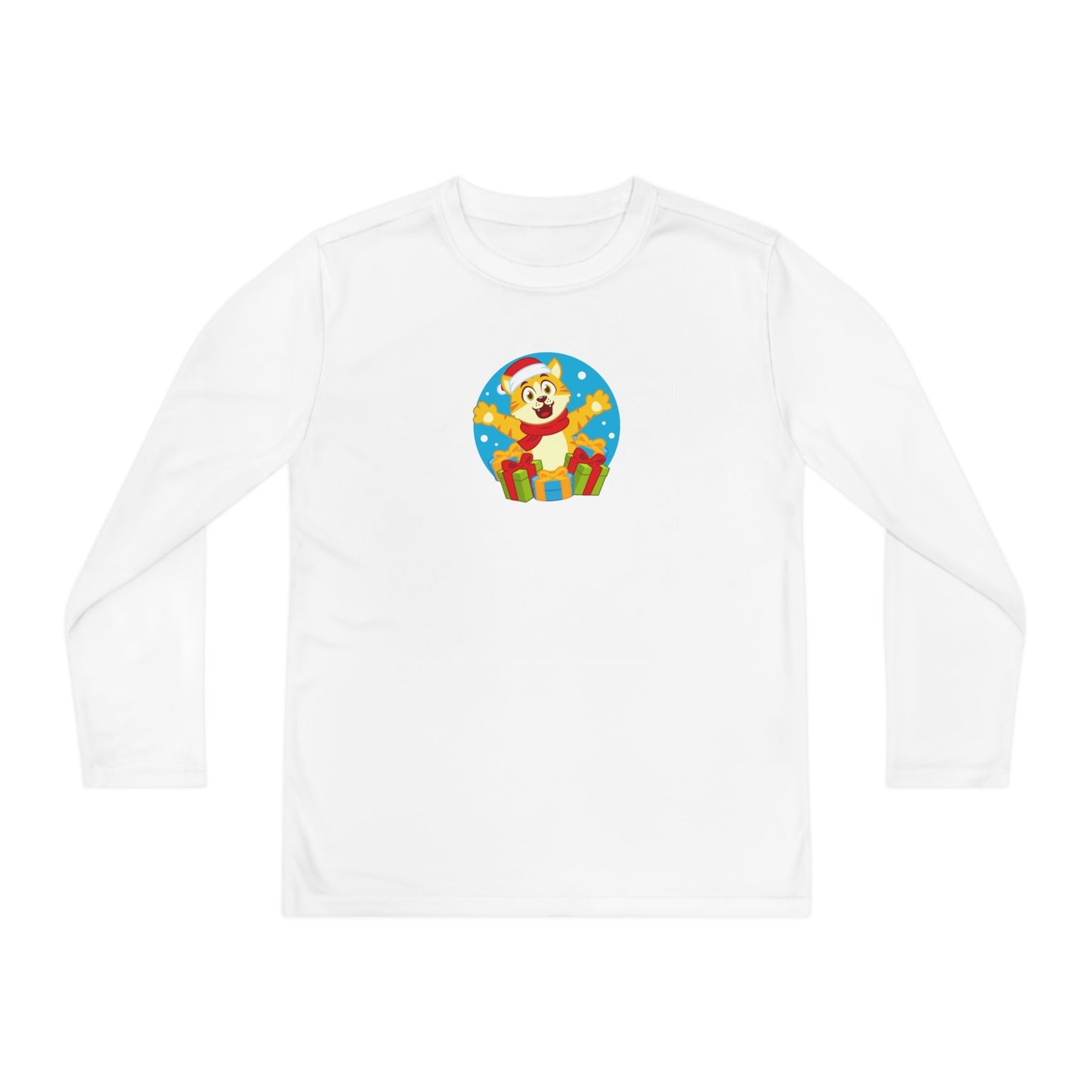 Happy Christmas Cat Youth Long Sleeve Competitor Tee - Kids clothes - Epileptic Al’s Shop