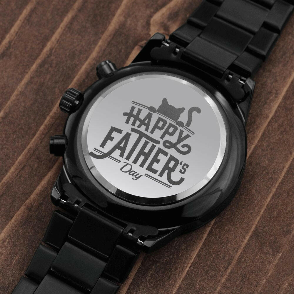 Happy Father's Day Black Chronograph Watch - Jewelry - Epileptic Al’s Shop