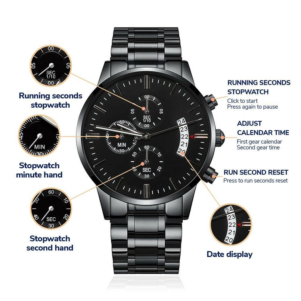 Happy Father's Day Black Chronograph Watch - Jewelry - Epileptic Al’s Shop