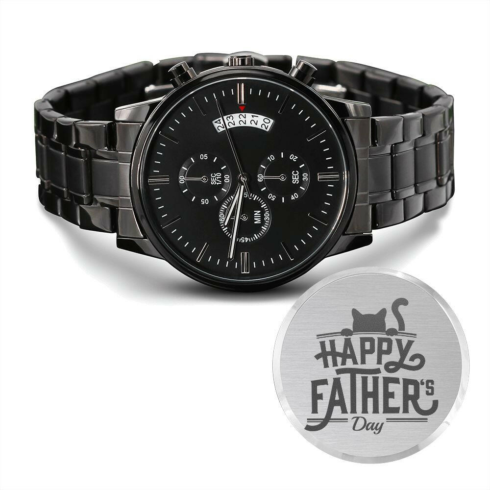 Happy Father's Day Black Chronograph Watch - Jewelry - Epileptic Al’s Shop