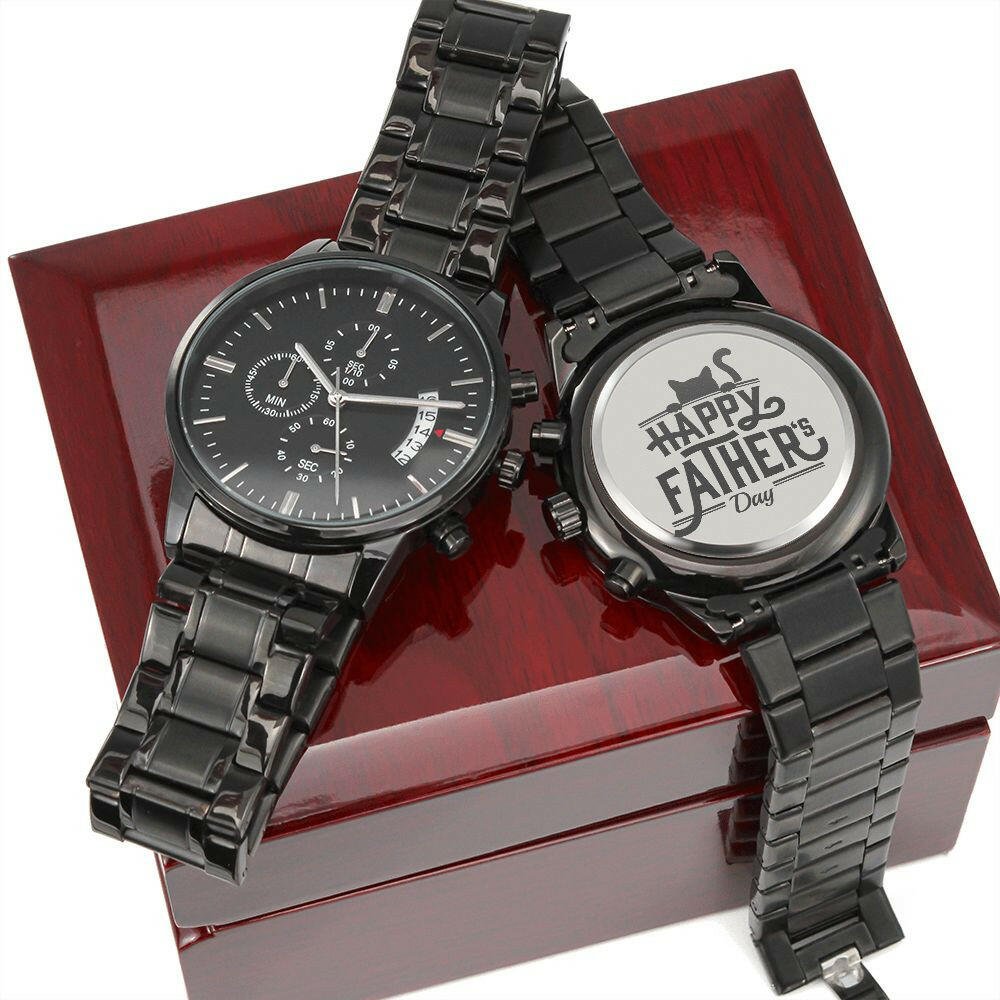 Happy Father's Day Black Chronograph Watch - Jewelry - Epileptic Al’s Shop