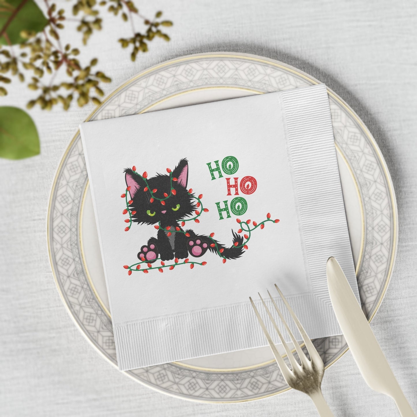 Ho Ho Ho White Coined Napkins - Home Decor - Epileptic Al’s Shop