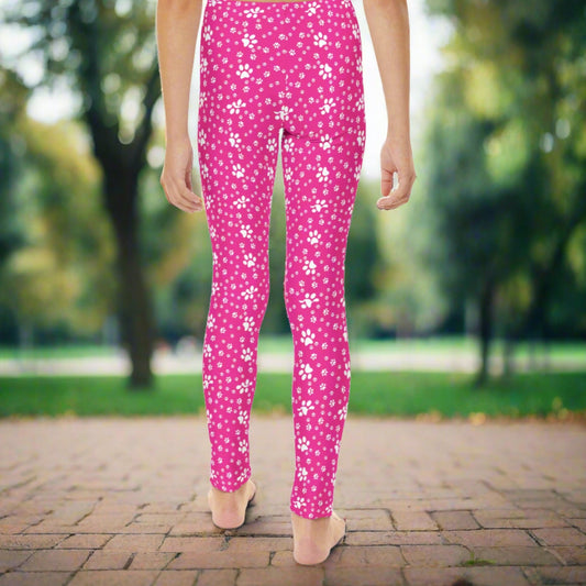 Hot Pink Paws Youth Full - Length Leggings - All Over Prints - Epileptic Al’s Shop