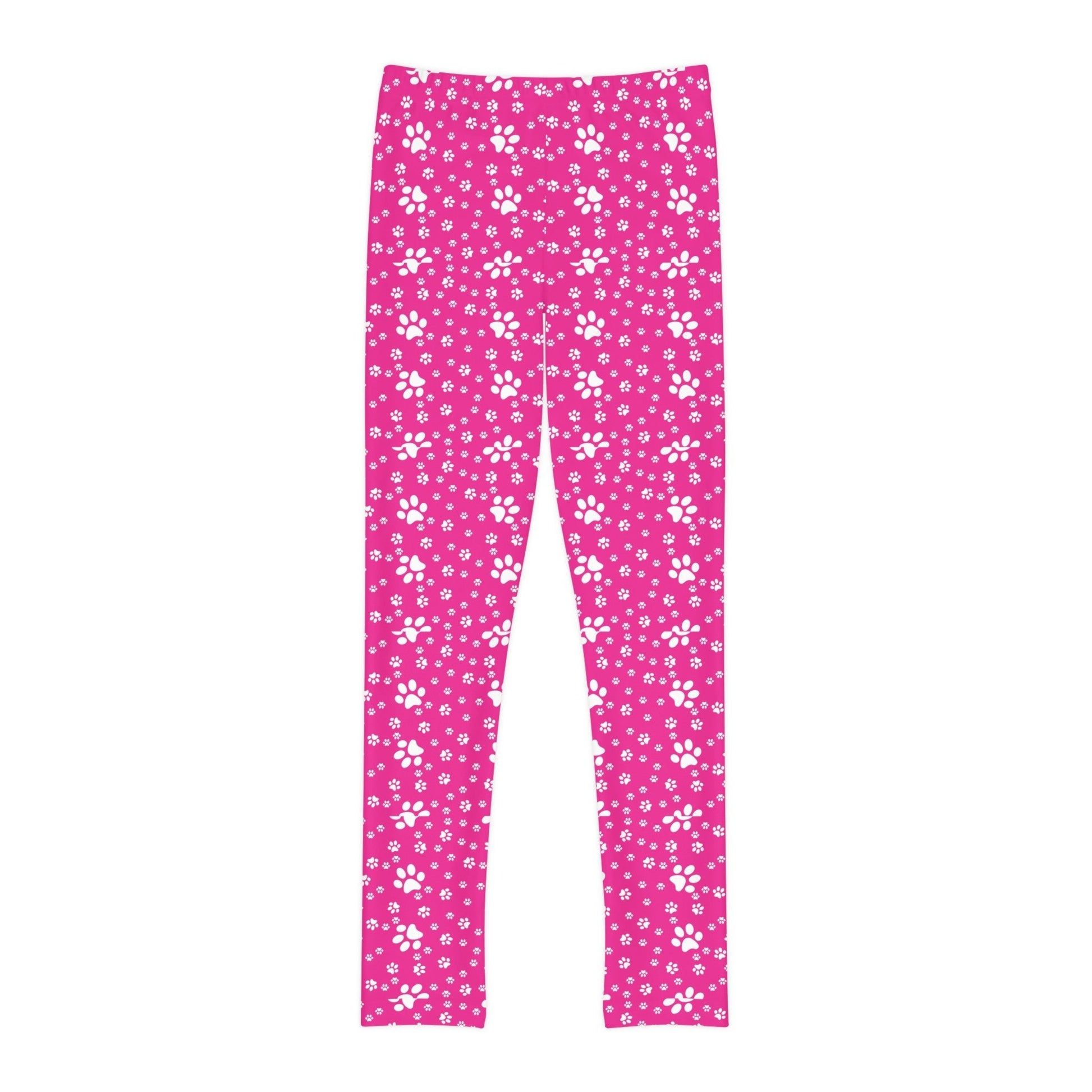 Hot Pink Paws Youth Full - Length Leggings - All Over Prints - Epileptic Al’s Shop