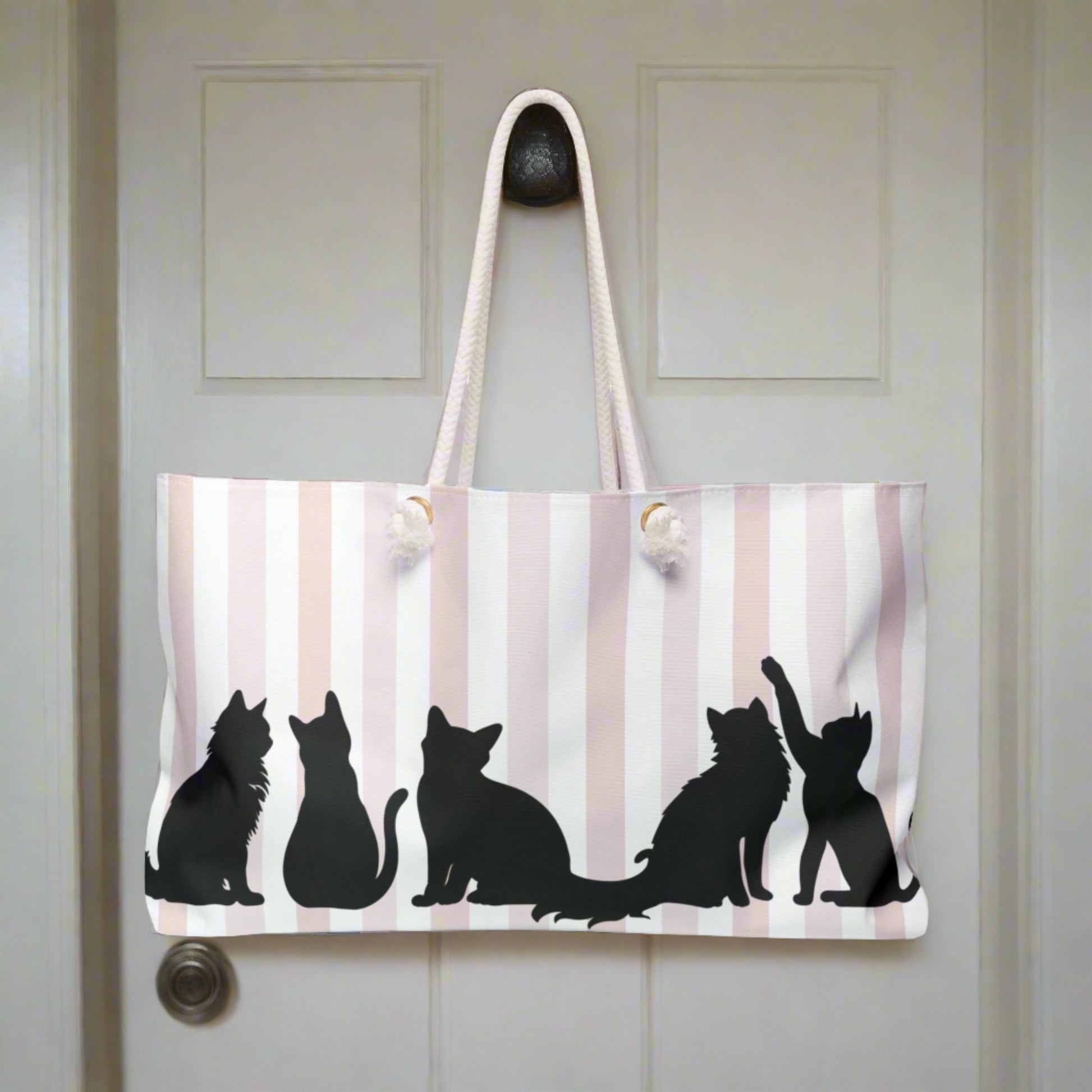 Kitties on Stripes Weekender Bag - Bags - Epileptic Al’s Shop