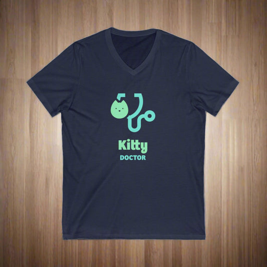 Kitty Doctor Jersey Short Sleeve V - Neck Tee - V - neck - Epileptic Al’s Shop