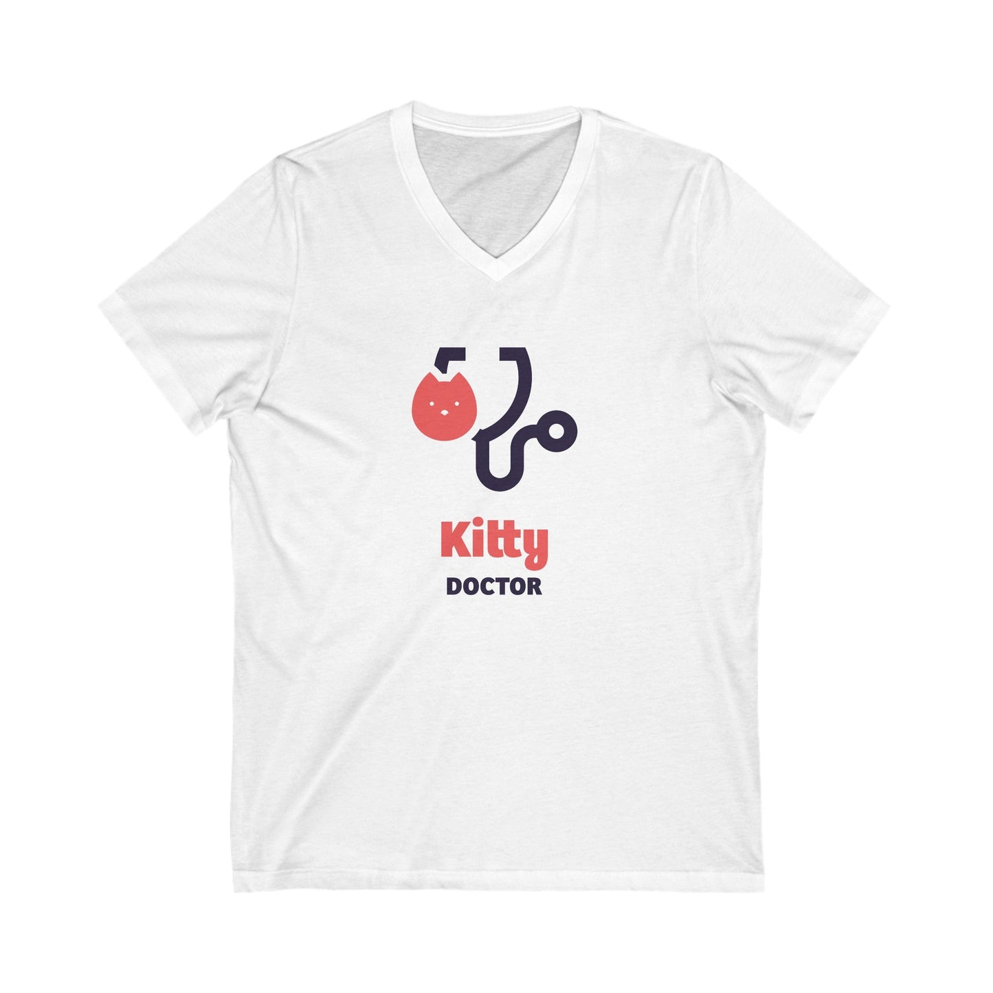 Kitty Doctor Jersey Short Sleeve V - Neck Tee - V - neck - Epileptic Al’s Shop