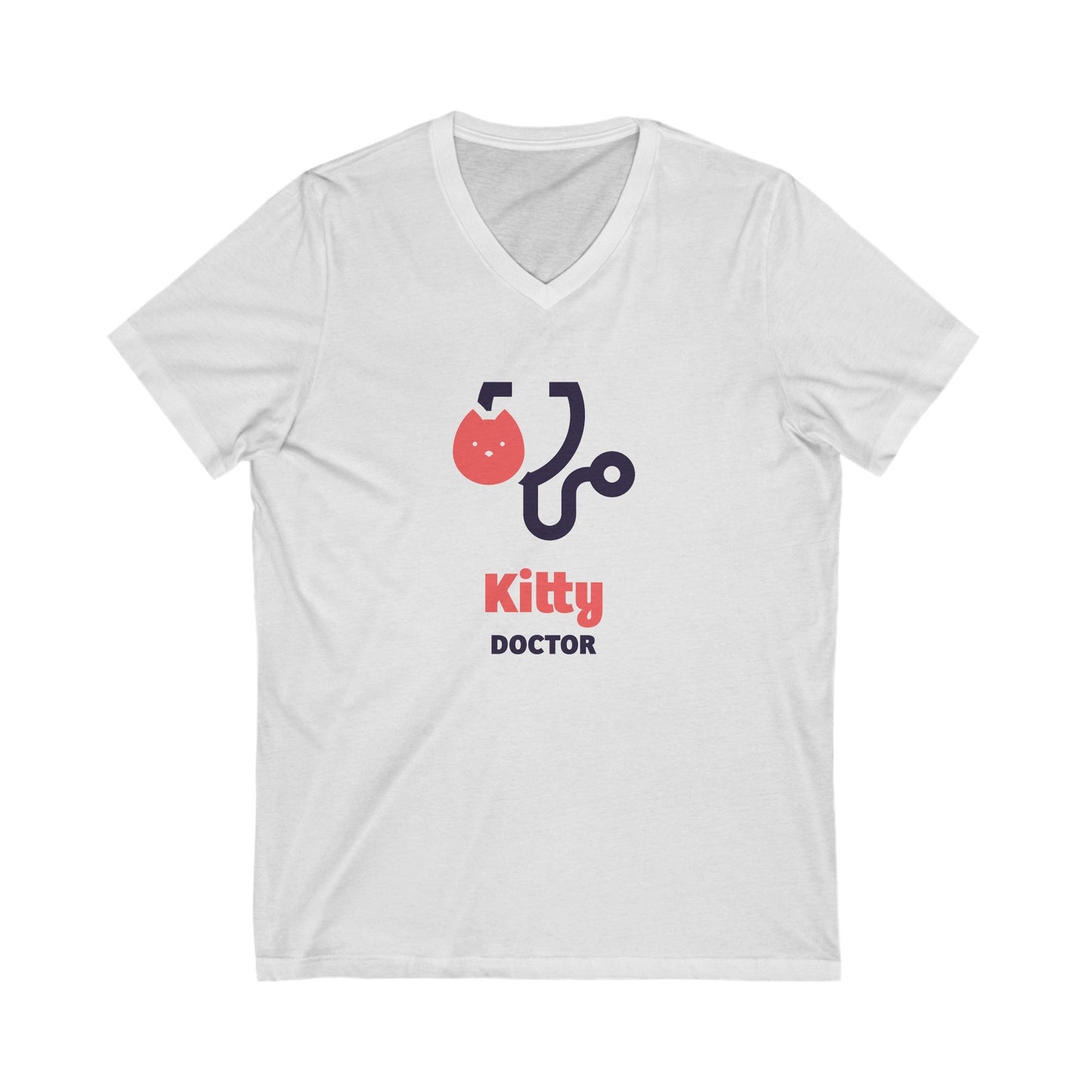 Kitty Doctor Jersey Short Sleeve V - Neck Tee - V - neck - Epileptic Al’s Shop