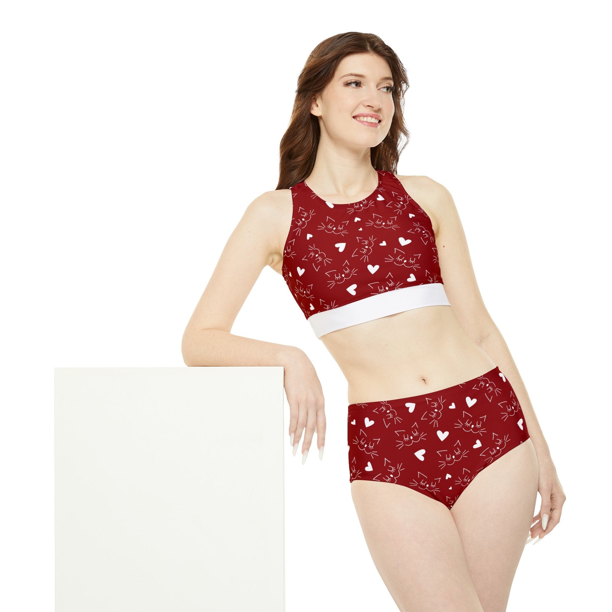 Kitty Faces Sporty Bikini Set - All Over Prints - Epileptic Al’s Shop