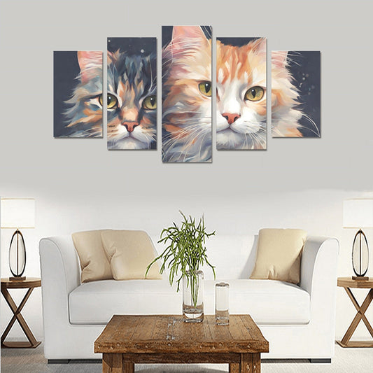 Kitty Friends Canvas Wall Art Prints (No Frame) 5 - Pieces/Set A - Home Decor - Epileptic Al’s Shop