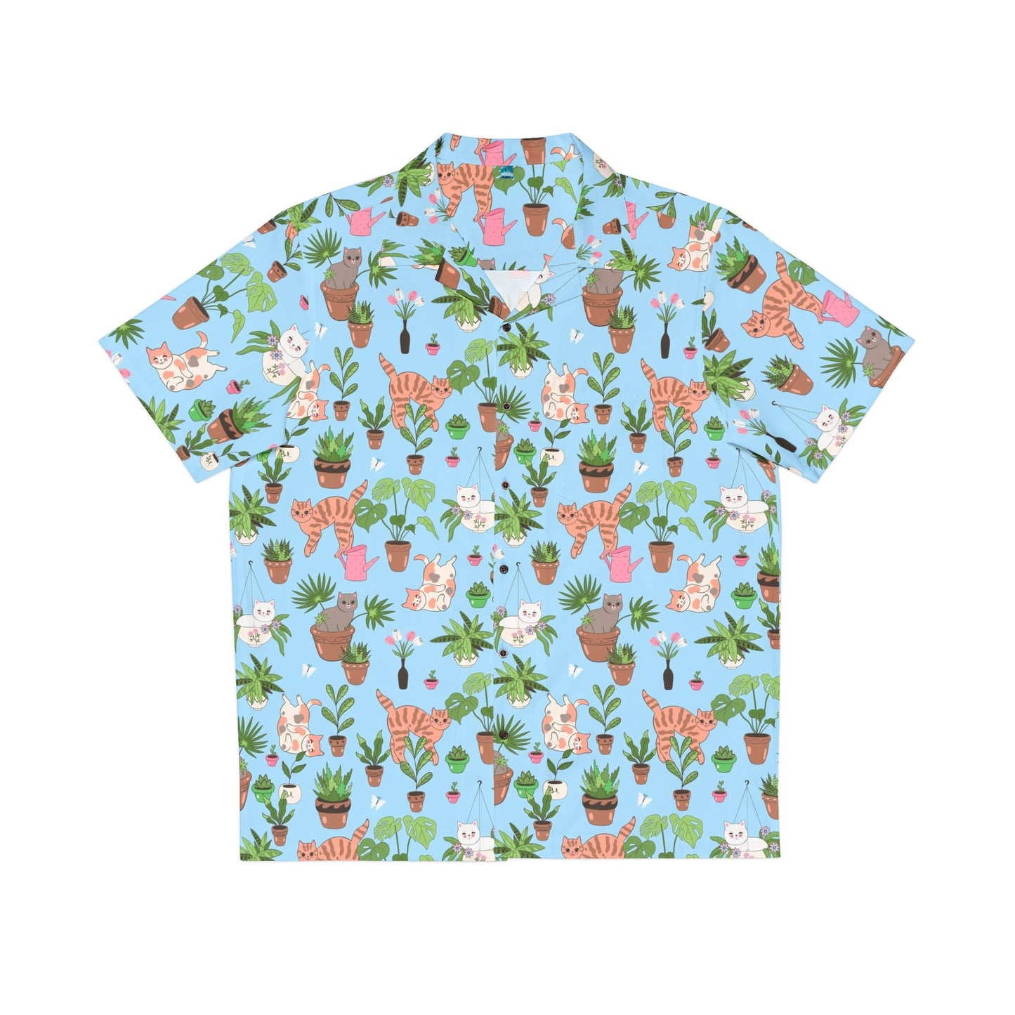 Kitty in the Palms Men's Hawaiian Shirt - All Over Prints - Epileptic Al’s Shop