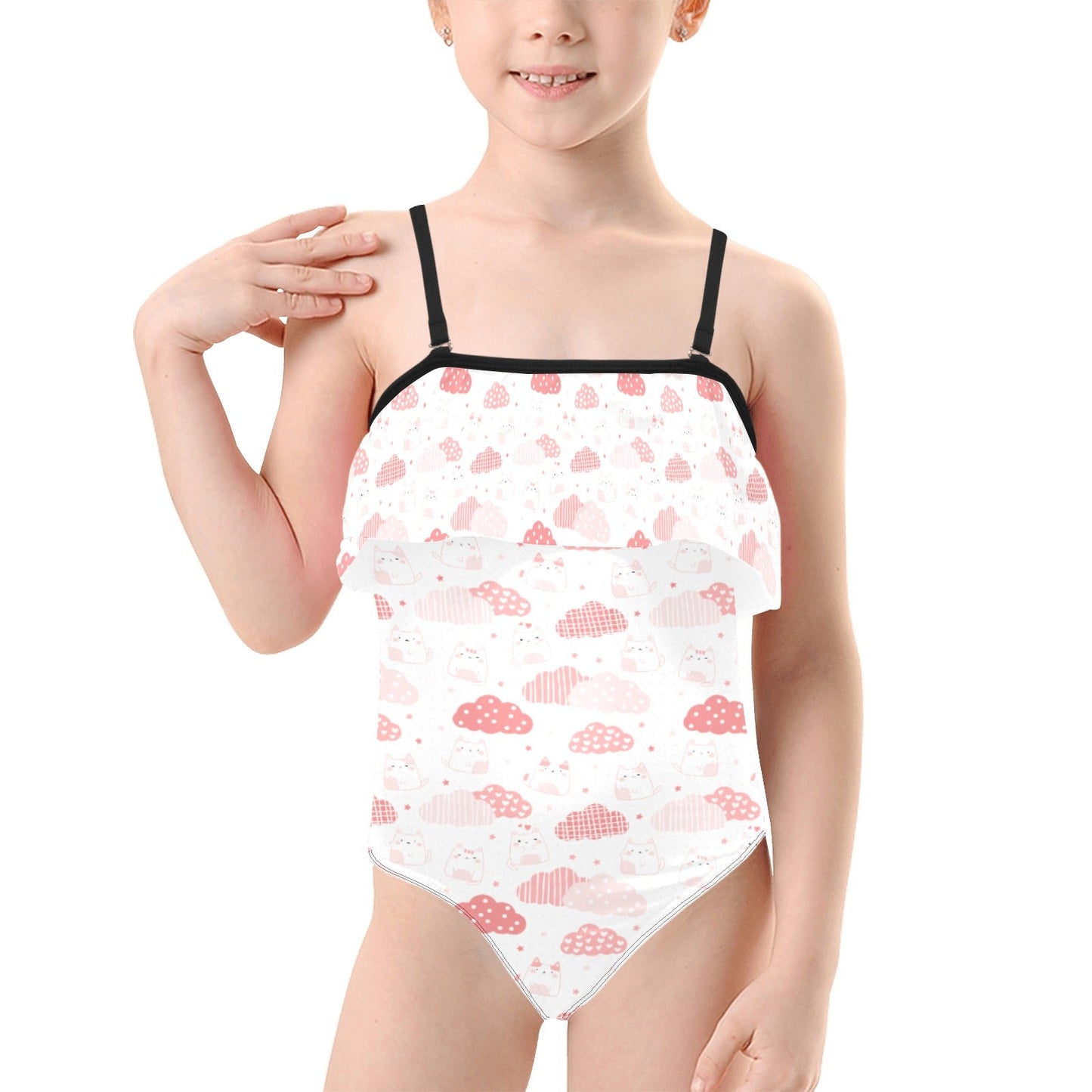 Kitty Klouds Kids' Spaghetti Strap Ruffle Swimsuit (S26) - Swimwear - Epileptic Al’s Shop