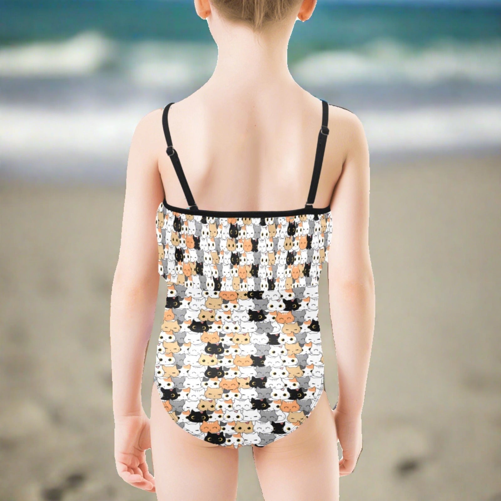 Kitty Krowd Kids' Spaghetti Strap Ruffle Swimsuit (S26) - Swimwear - Epileptic Al’s Shop