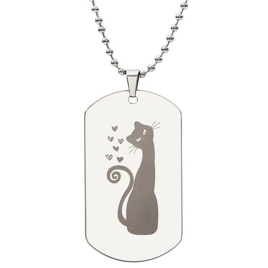 Loving Cat Engraved Dog Tag Necklace - Jewelry - Epileptic Al’s Shop