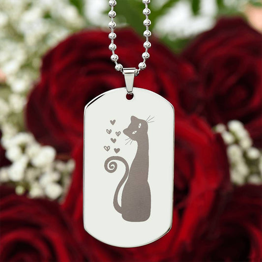 Loving Cat Engraved Dog Tag Necklace - Jewelry - Epileptic Al’s Shop