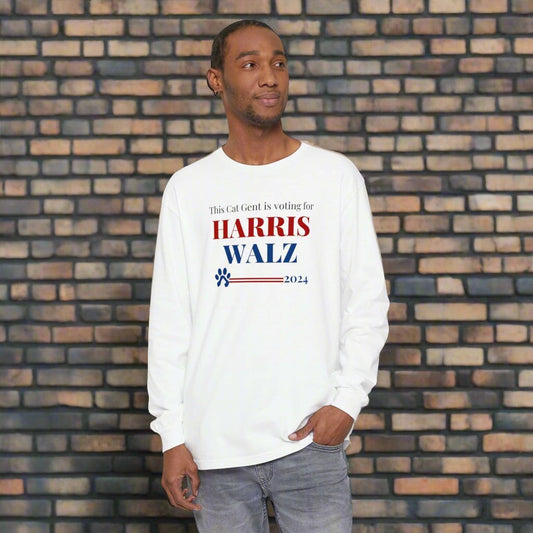 Men's Harris/Walz 2024 Unisex Garment - dyed Long Sleeve T - Shirt - Long - sleeve - EpiAl's Shop