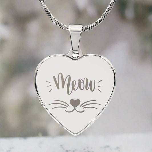 Meow Engraved Heart Necklace - Jewelry - Epileptic Al’s Shop