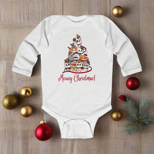 Meowy Christmas Infant Long Sleeve Bodysuit - Kids clothes - Epileptic Al’s Shop