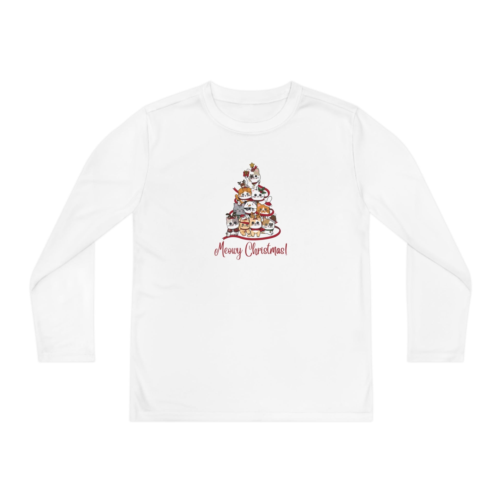 Meowy Christmas Youth Long Sleeve Competitor Tee - Kids clothes - Epileptic Al’s Shop